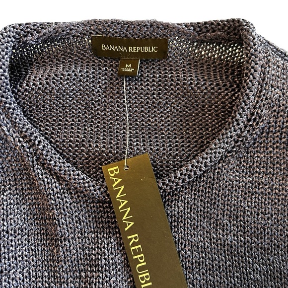 Banana Republic Women's Blue Metallic Long Sleeve Heavy Sweater Size Medium $98. - Picture 6 of 11